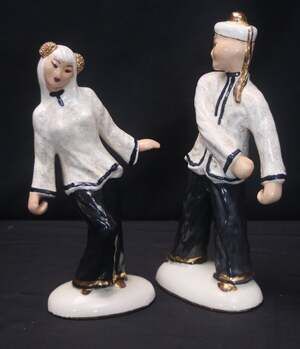 Set Vintage Mid-Century Modern Ceramic Dancing Figurines By Heidi Schoop 13" J1